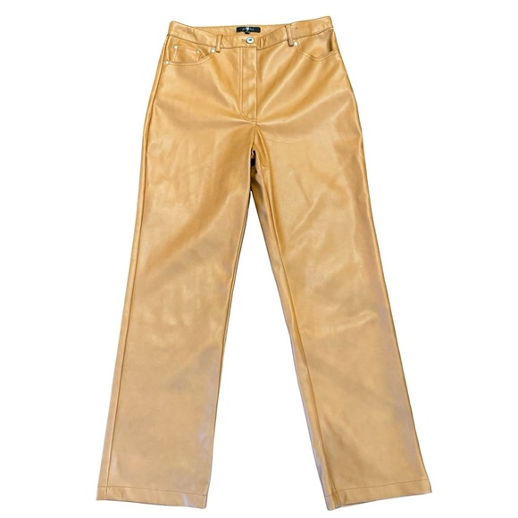 7 For All Mankind Pants - 7 For All Mankind Brown Faux Leather Straight Leg Pants